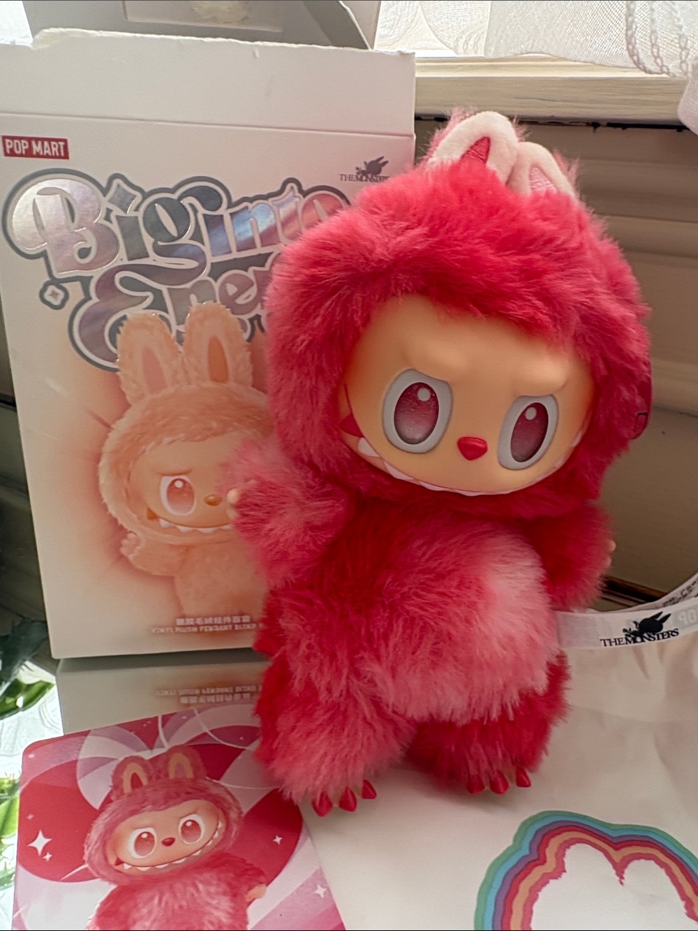 Pop Mart Labubu into Energy Love The Monsters Pink Plush Key Chain Bag Charm NWT